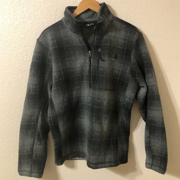The North Face Gordon Lyons Plaid Pullover Half Zip Monument Grey Ombre Medium - Picture 1 of 7